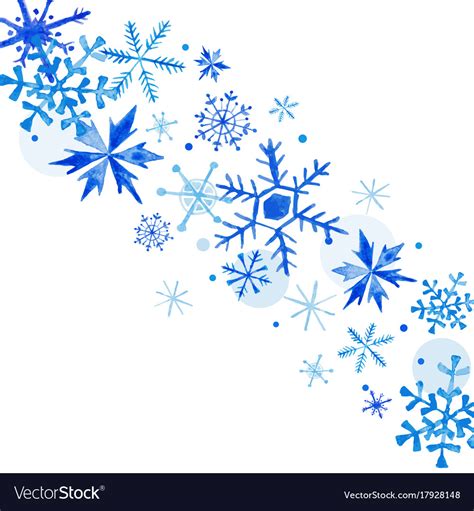 Watercolor Snowflakes Winter Background Royalty Free Vector