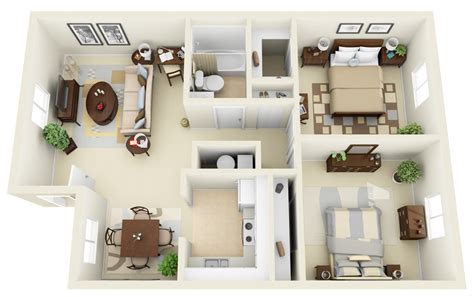 50 Two 2 Bedroom Apartmenthouse Plans Architecture And Design