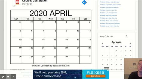 Printable April 2020 Calendar Beta Calendars Youtube