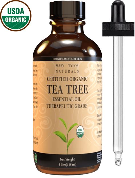 Organic Tea Tree Oil Large 4 Oz Usda Certified Organic 100 Pure