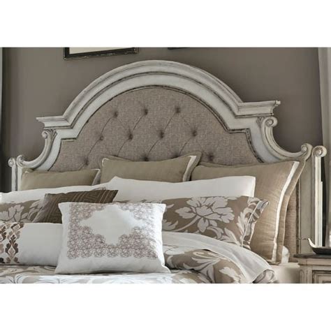 Shop Magnolia Manor Antique White King Upholstered Panel Headboard On