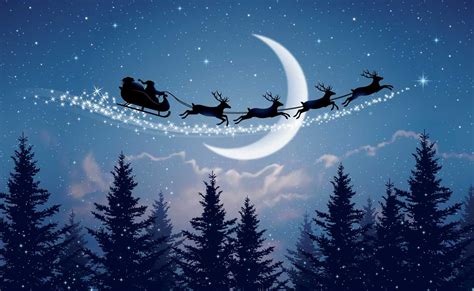 Here Comes Santa Claus Christmas Night Night Sky Painting