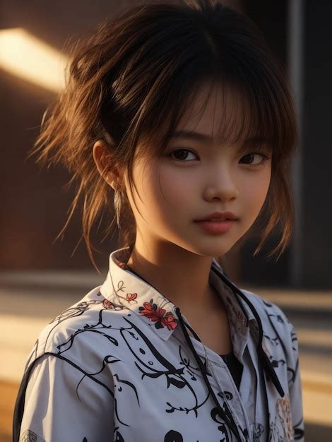 Premium Ai Image Portrait A Little Asian Beautiful Girl
