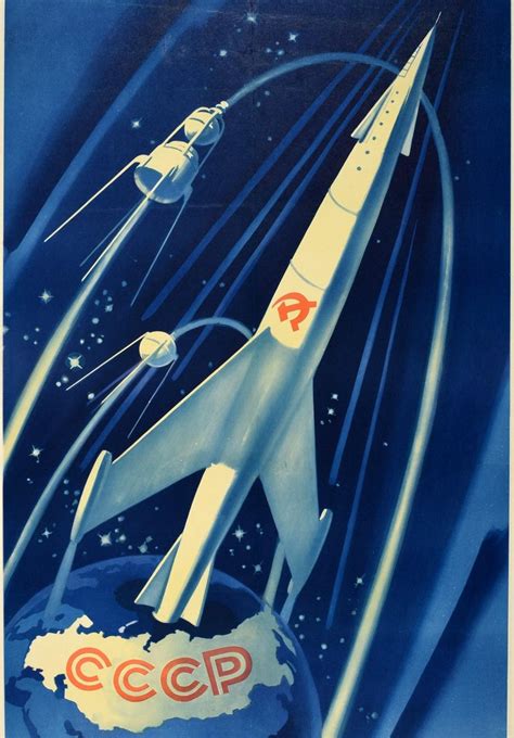 N Smolyak Original Vintage Poster Soviet Rocket Universe Exploration