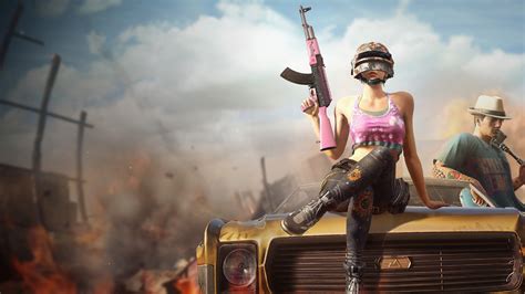 1920x1080 pubg girl with gun 4k 2019 laptop full hd 1080p hd 4k wallpapers images backgrounds