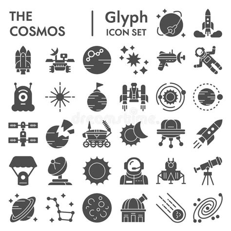 Cosmos Glyph Icon Set Space Symbols Collection Vector Sketches Logo