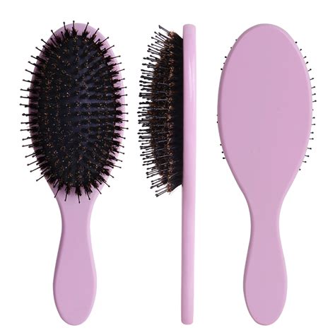 China Brush Boar Bristle Wooden Handle Hair Brush Pink Ab236