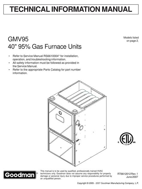 Goodman Gmes96 Installation Manual
