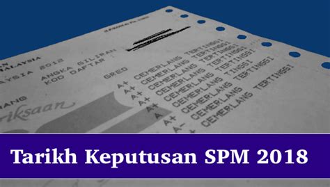 Bilakah tarikh keputusan spm 2018 diumumkan? Keputusan Rasmi Sijil Pelajaran Malaysia (SPM) 2017 Bakal ...