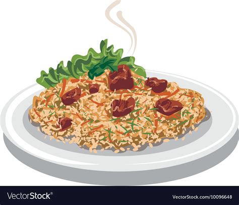 Hot Pilaf With Rice Royalty Free Vector Image VectorStock