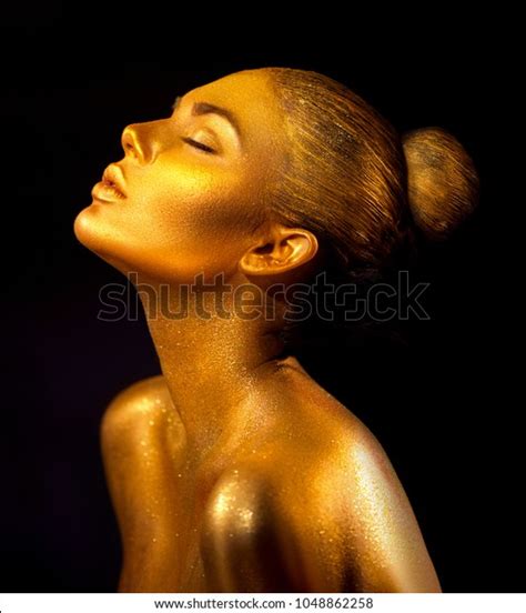 Fashion Art Golden Skin Woman Face Stock Photo Shutterstock