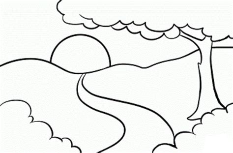 How to draw a sunset will be discussed in detail in this article in 3 versions! Nice Sunrise Landscape Coloring Pages | Easy coloring pages, Black and white landscape ...