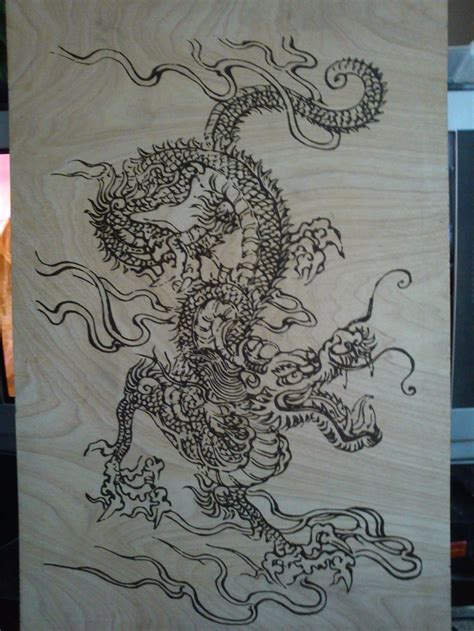 3ft Dragon Pyrography Humanoid Sketch Dragon
