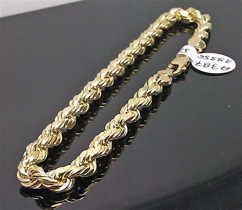 Complimentary shipping on all online orders. 10K Men's Yellow Gold Rope Bracelet 5mm 8Inches Long ...