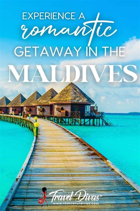 a pier with the words experience a romantic getaway in the maldives