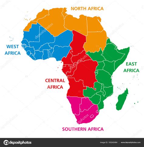 Regions Of Africa Political Map — Stock Vector © Furian 183242464