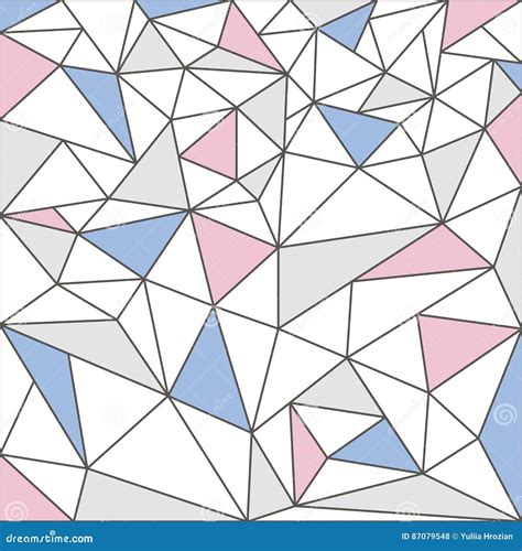 Triangle Art Mosaic Design With Serene And Pink Elements Minima Stock