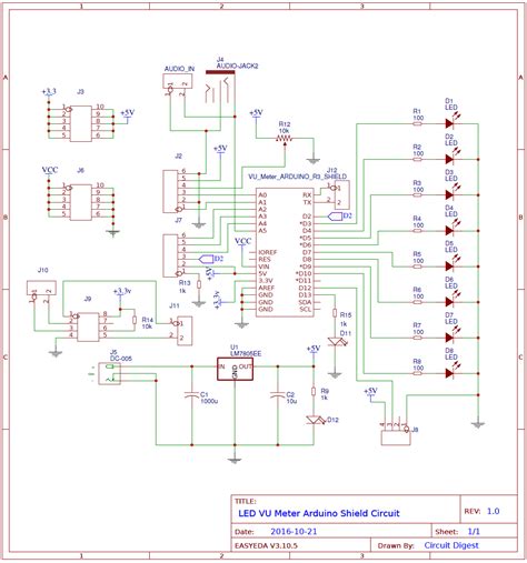 Simple electronic circuits , driver led , audio level metering , amplifier schematic diagram , electronics circuit , transistor audio , transistor led , transistor audio amplifier , vu meter circuit diagram , vu meter. VU-Meter-Arduino-shield-circuit-diagram