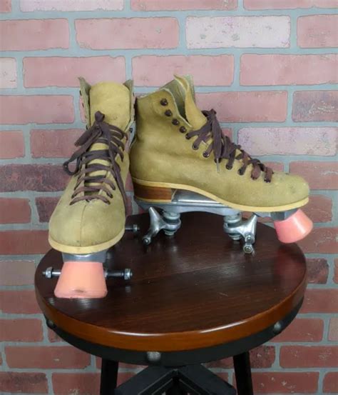 Vintage 50s 60s Riedell Red Wing Sure Grip Tan Suede Skates 130l Size