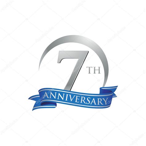 7th Anniversary Ring Logo Blue Ribbon Stock Vector Image By ©ariefpro