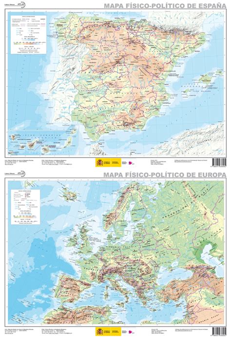Mapa De España Y Mapa De Europa Físico Político 38x52 Plastificada 2