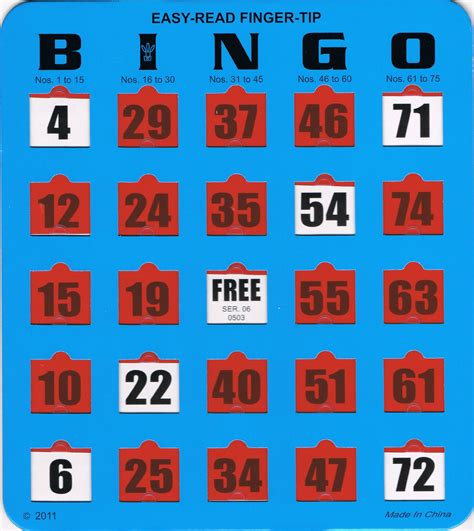 Buy 25 Blue Easy Read Bingo Heavy Duty 5 Ply Jumbo Shutter Slide Cards