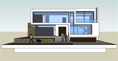 Sketchup File Of The House Design With Exterior Detail Cadbull