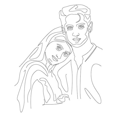 Une Illustration De Visage De Couple Minimaliste De Dessin Au Trait Dans Le Style Dart En Ligne