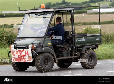 Bigbury South Devon England Uk A Small 4x4 Farm Vehicle Displaying