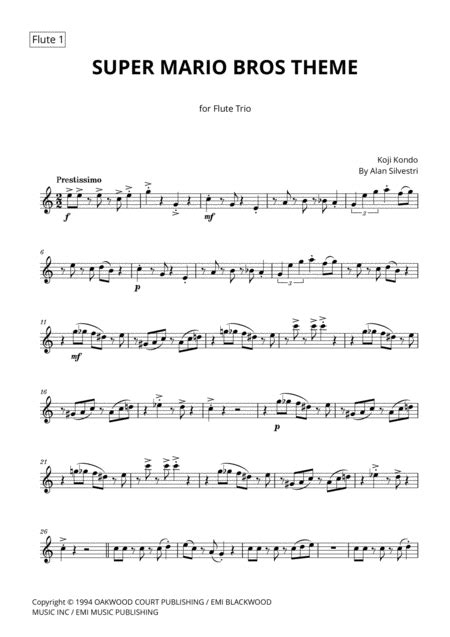Super Mario Bros Theme For Flute Trio Free Music Sheet Musicsheets Org