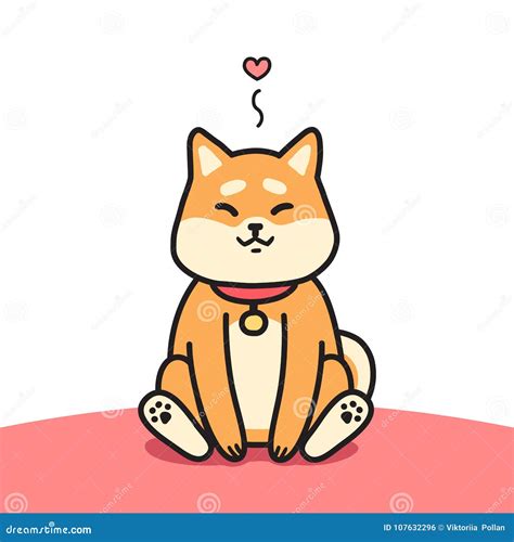 Cute Sitting Shiba Inu Dog Vector Illustration Stock Vector