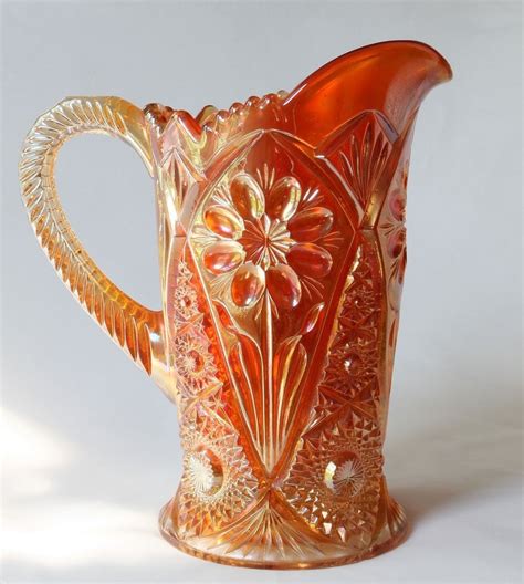 Imperial Carnival Glass Water Set 474 Daisy Cosmo Pitcher