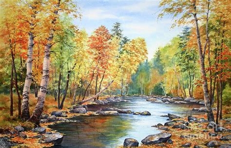 Autumn On Pleasant River Painting By Varvara Harmon Fine Art America
