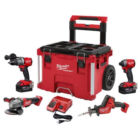 Milwaukee 2997 24po M18 Fuel 4 Tool Combo Kit With Packout Case Blain
