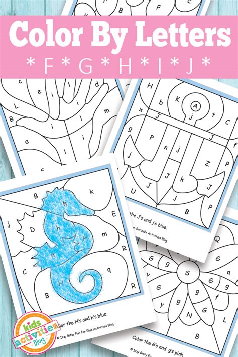 Easy Color By Letter Worksheets For Letters F G H I And J Kids