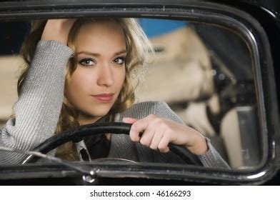 Pretty Womans Face Through Windshield Stock Photo Shutterstock