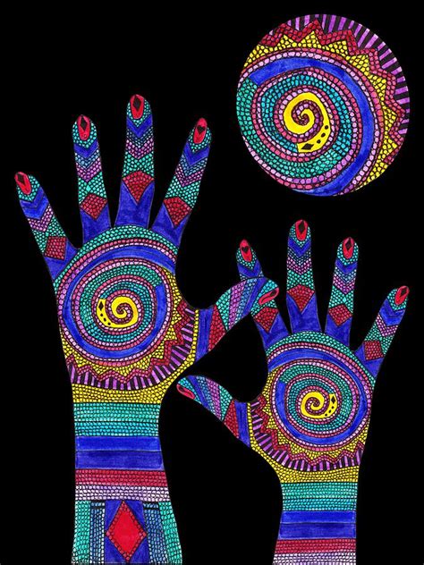 Aboriginal Hands To The Sun Drawing By Barbara St Jean Fine Art America