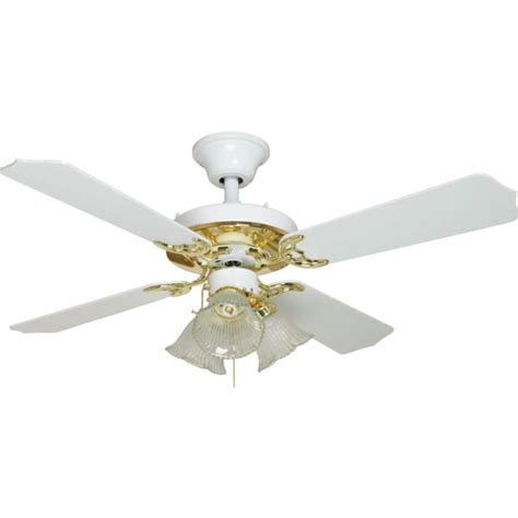 42 Dual Mount Ceiling Fan White Polished Brass Tulip Light Hd Supply