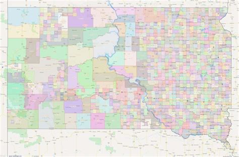 South Dakota Civil Township Boundaries Map Medium Image Shown On