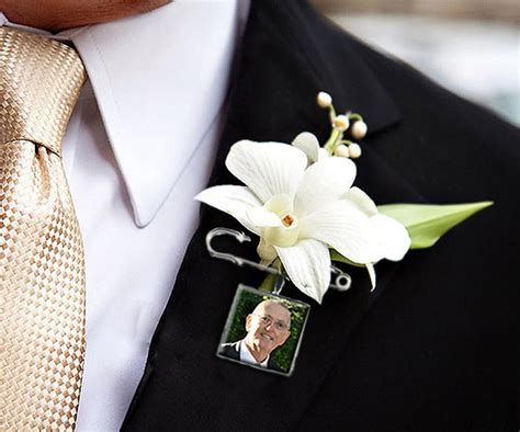 Boutonniere Charm Lapel Pin Custom Photo Memory Wedding Charm For The Groom Wedding Charm