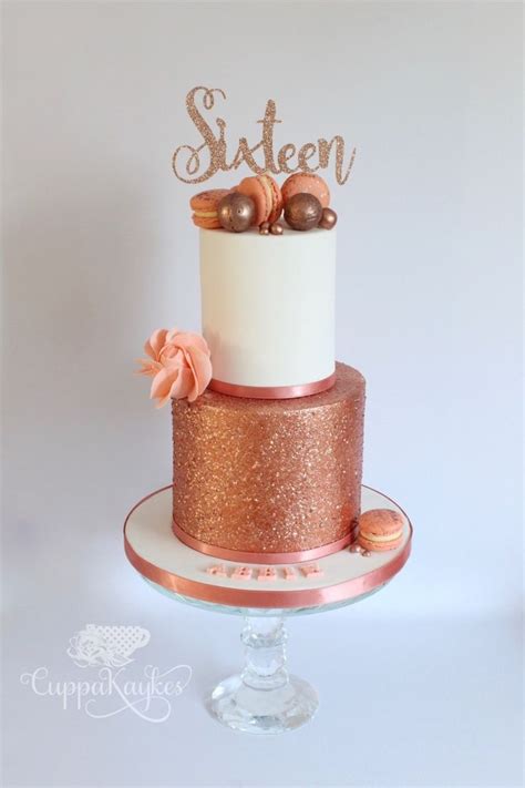 rose gold sweet sixteen two tier cake sweet 16 birthday cake sweet sixteen cakes birthday