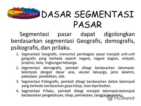 Segmentasi sekaligus target pasar menjadi poin penting dalam menentukan kesuksesan bisnis. Презентация на тему: "SEGMENTASI PASAR. Pengertian ...