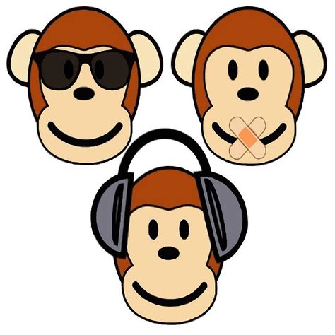 Illustration Of Cartoon Three Monkeys See Hear Speak No Evil Digital