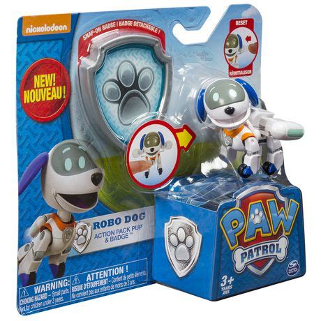 Al het paw patrol speelgoed en meer vind je bij intertoys! PAW Patrol Nickelodeon Action Pack Pup & Badge, RoboDog ...