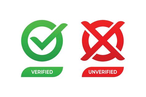 Verified And Unverified Button With Check Mark And Cross Mark Vector