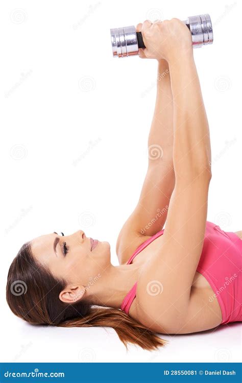 Woman Exercising With Dumbbells Stock Image Image Of Beautiful Physical 28550081