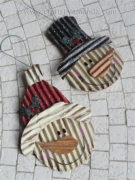 Corrugated Cardboard Snowman Ornaments Crafts By Amanda