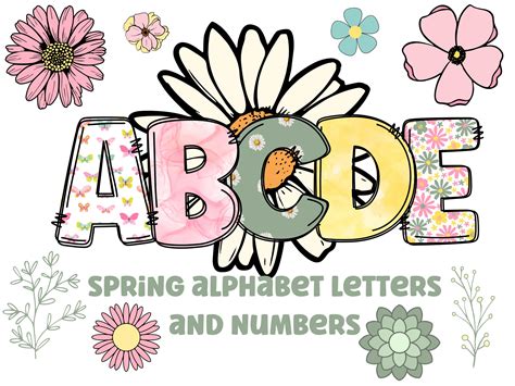 Spring Flowers Clipart Letters 300dpi Transparent Png 5 Etsy