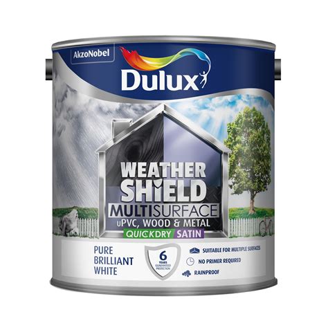 Dulux Weathershield Pure Brilliant White Satin Paint 25l Departments