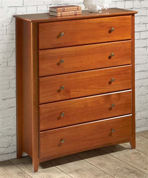 Cherry Finish Shaker Five Drawer Dresser Bring Timeless Style To Your